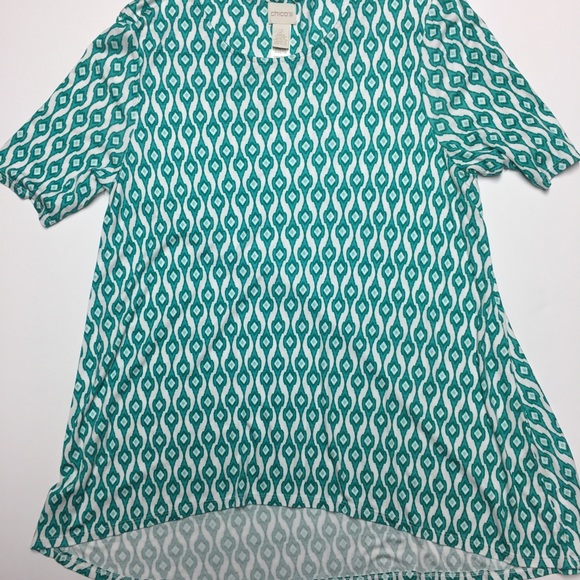 Chico's Women's Green & White SS Top Size 16 - Picture 1 of 6